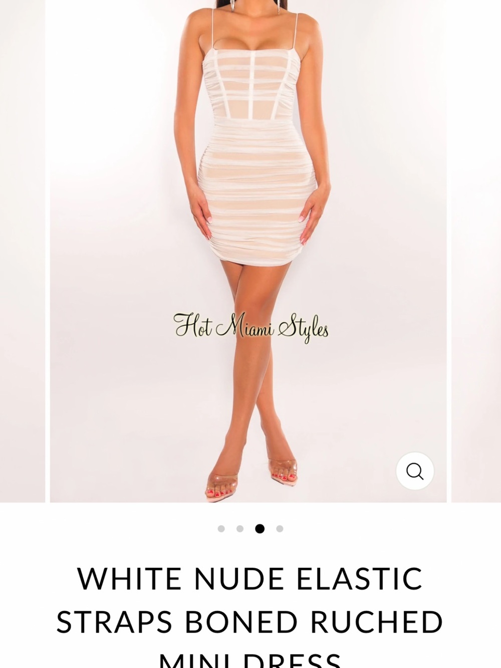 Hot Miami Styles White Ruched Mini Dress